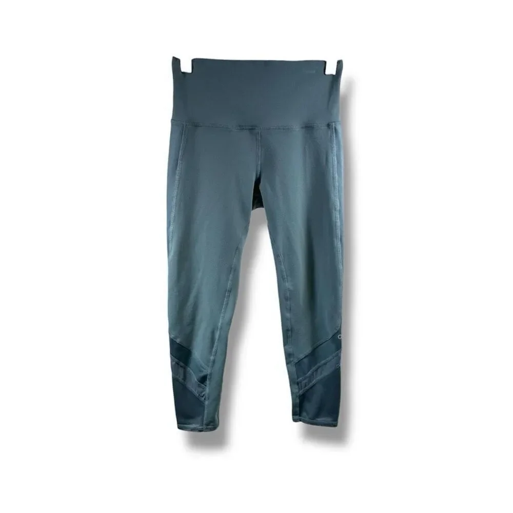 ALO Airlift Mesh Line Up High Waist Cropped Leggings in Ocean Teal Size XS